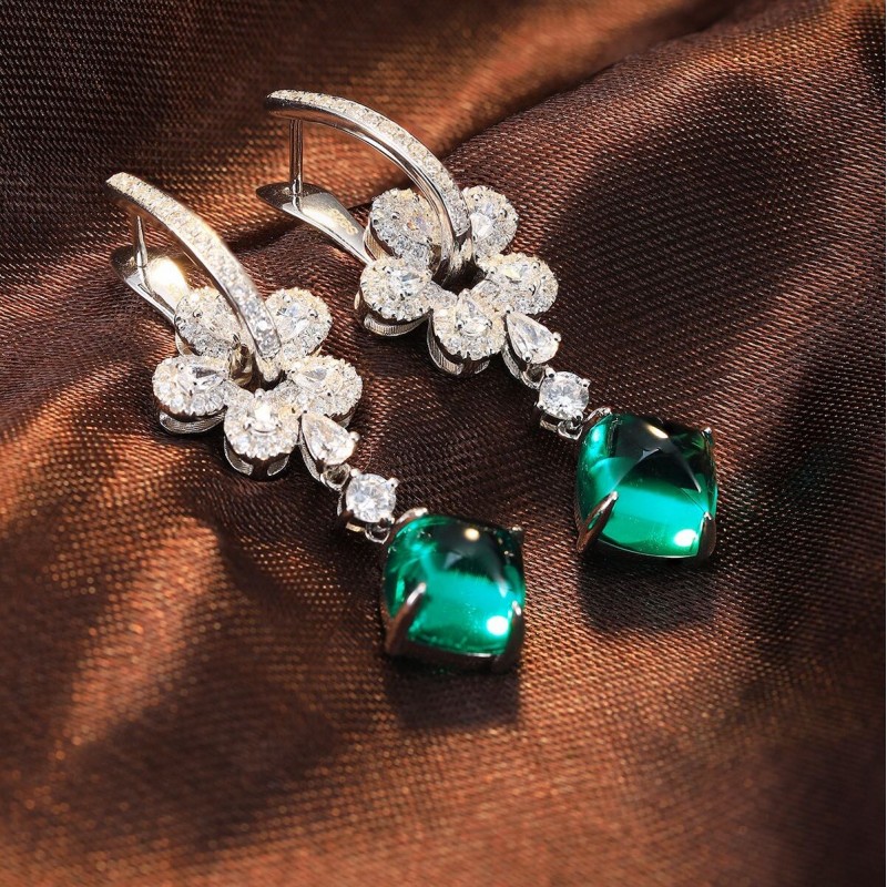 Ruif Jewelry Classic Design S925 Silver 7.24ct Lab Grown Emerald Earrings Gemstone Jewelry Ruif Jewelry Classic Design S925 Silver 7.24ct Lab Grown Emerald Earrings Gemstone Jewelry