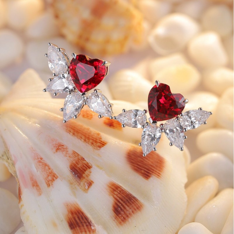 Ruif Jewelry Classic Design S925 Silver 2.315ct Lab Grown Ruby Earrings Gemstone Jewelry Ruif Jewelry Classic Design S925 Silver 2.315ct Lab Grown Ruby Earrings Gemstone Jewelry
