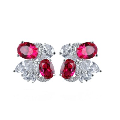 Ruif Jewelry Classic Design S925 Silver 5.015ct Lab Grown Ruby  Earrings Gemstone Jewelry