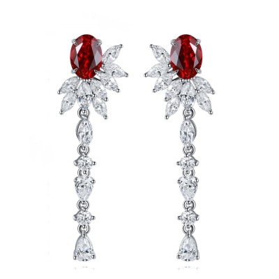 Ruif Jewelry Classic Design S925 Silver 2.05ct Lab Grown Ruby  Earrings Gemstone Jewelry