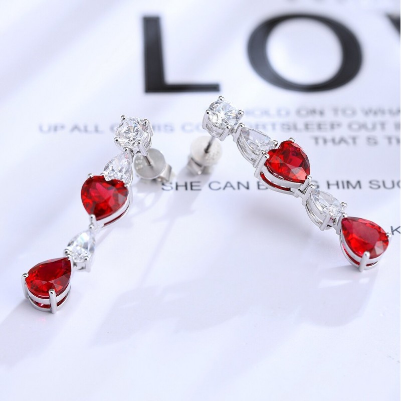 Ruif Jewelry Classic Design S925 Silver 6.55ct Lab Grown Ruby Earrings Gemstone Jewelry Ruif Jewelry Classic Design S925 Silver 6.55ct Lab Grown Ruby Earrings Gemstone Jewelry