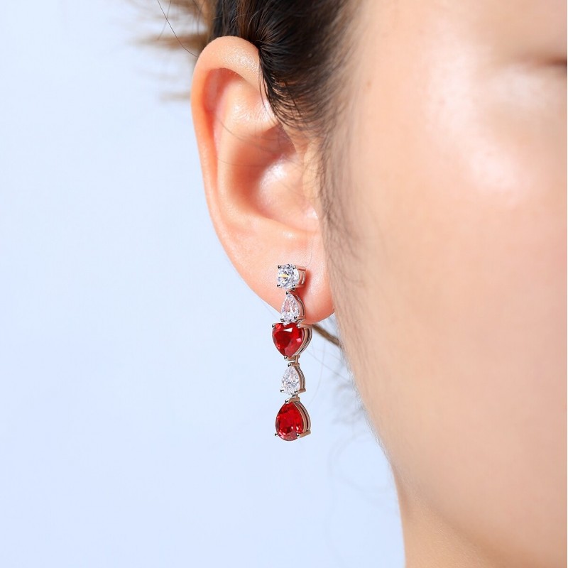 Ruif Jewelry Classic Design S925 Silver 6.55ct Lab Grown Ruby Earrings Gemstone Jewelry Ruif Jewelry Classic Design S925 Silver 6.55ct Lab Grown Ruby Earrings Gemstone Jewelry