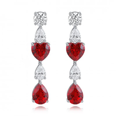 Ruif Jewelry Classic Design S925 Silver 6.55ct Lab Grown Ruby  Earrings Gemstone Jewelry