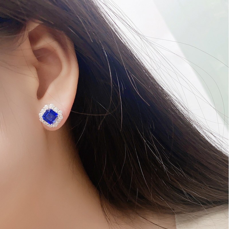 Ruif Jewelry Classic Design S925 Silver 3.07ct Lab Grown Emerald Earrings Red Ruby Royal Blue Sapphire Gemstone Jewelry Ruif Jewelry Classic Design S925 Silver 3.07ct Lab Grown Emerald Earrings Red Ruby Royal Blue Sapphire Gemstone Jewelry