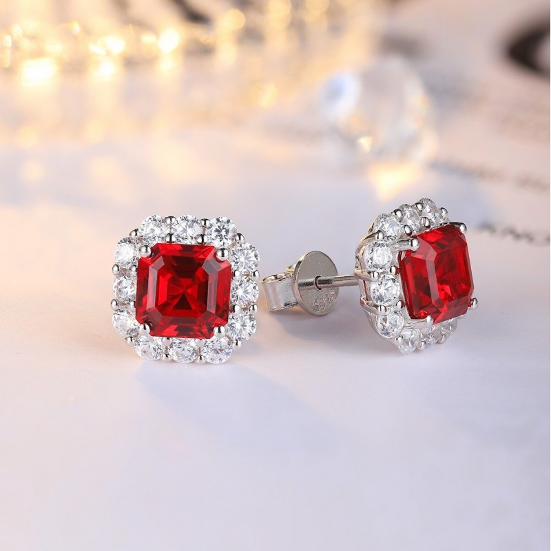 Ruif Jewelry Classic Design S925 Silver 3.07ct Lab Grown Emerald Earrings Red Ruby Royal Blue Sapphire Gemstone Jewelry Ruif Jewelry Classic Design S925 Silver 3.07ct Lab Grown Emerald Earrings Red Ruby Royal Blue Sapphire Gemstone Jewelry