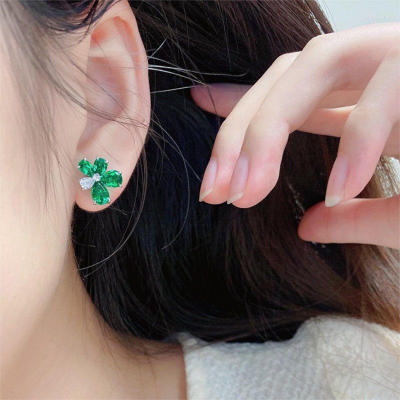 Ruif Jewelry Classic Design S925 Silver 4.1ct Lab Grown Emerald Earrings Red Ruby Royal Blue Sapphire Gemstone Jewelry Ruif Jewelry Classic Design S925 Silver 4.1ct Lab Grown Emerald Earrings Red Ruby Royal Blue Sapphire Gemstone Jewelry