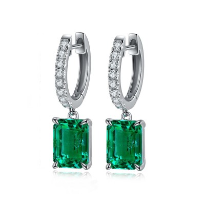 Ruif Jewelry Classic Design S925 Silver 2.83ct  Lab Grown Emerald Earrings Gemstone Jewelry