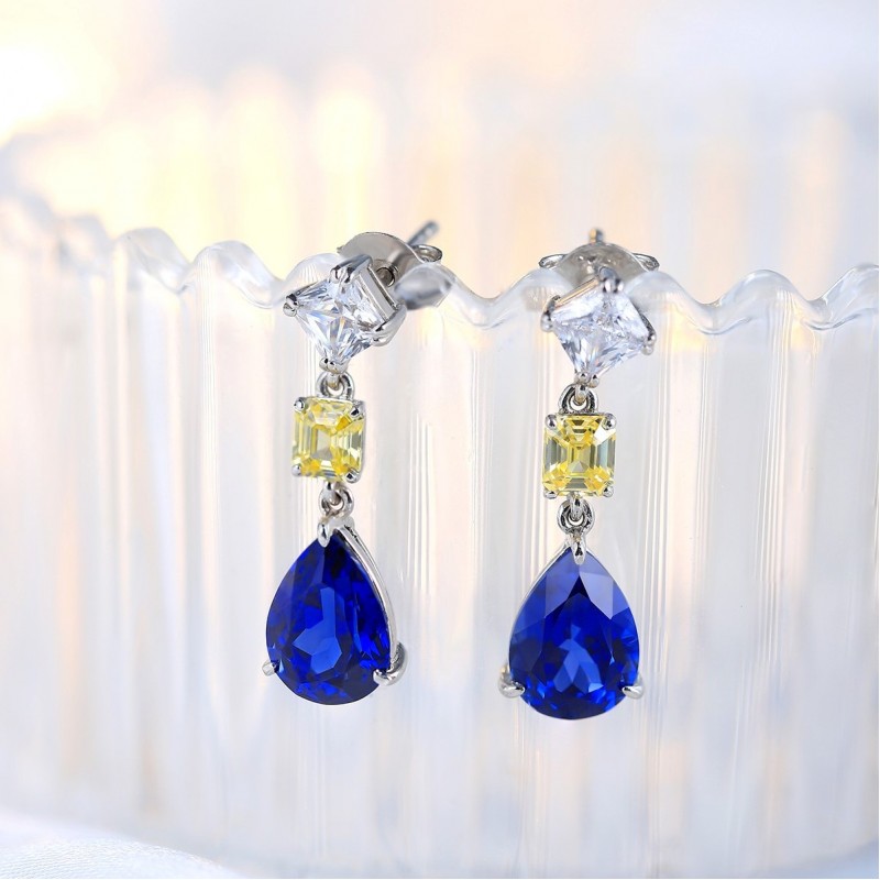 Ruif Jewelry Classic Design S925 Silver 4.22ct Lab Grown Sapphire Earrings Royal Blue Gemstone Jewelry Ruif Jewelry Classic Design S925 Silver 4.22ct Lab Grown Sapphire Earrings Royal Blue Gemstone Jewelry
