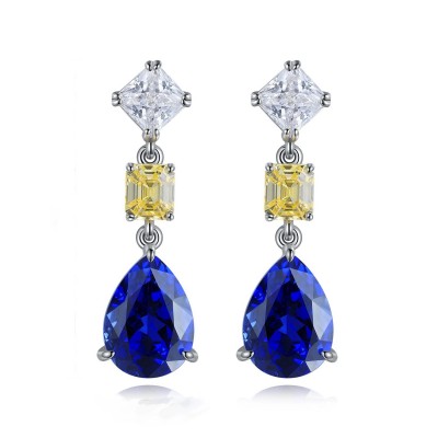 Ruif Jewelry Classic Design S925 Silver 4.22ct Lab Grown Sapphire  Earrings Royal Blue Gemstone Jewelry