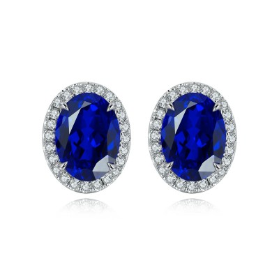 Ruif Jewelry Classic Design S925 Silver 2.1ct Lab Grown Sapphire  Earrings Royal Blue Gemstone Jewelry