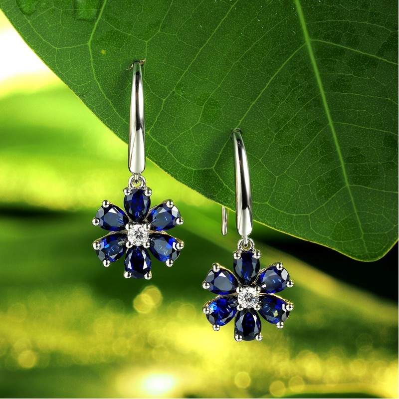 Ruif Jewelry Classic Design S925 Silver 1.34ct Lab Grown Emerald Earrings Red Ruby Royal Blue Sapphire Gemstone Jewelry