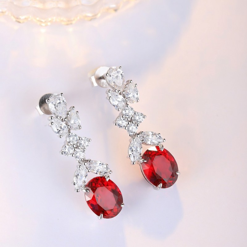 Ruif Jewelry Classic Design S925 Silver 4.76ct Lab Grown Emerald Earrings Red Ruby Royal Blue Sapphire Gemstone Jewelry Ruif Jewelry Classic Design S925 Silver 4.76ct Lab Grown Emerald Earrings Red Ruby Royal Blue Sapphire Gemstone Jewelry