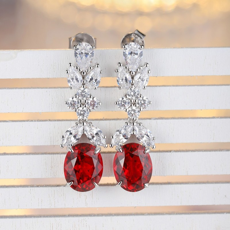 Ruif Jewelry Classic Design S925 Silver 4.76ct Lab Grown Emerald Earrings Red Ruby Royal Blue Sapphire Gemstone Jewelry Ruif Jewelry Classic Design S925 Silver 4.76ct Lab Grown Emerald Earrings Red Ruby Royal Blue Sapphire Gemstone Jewelry