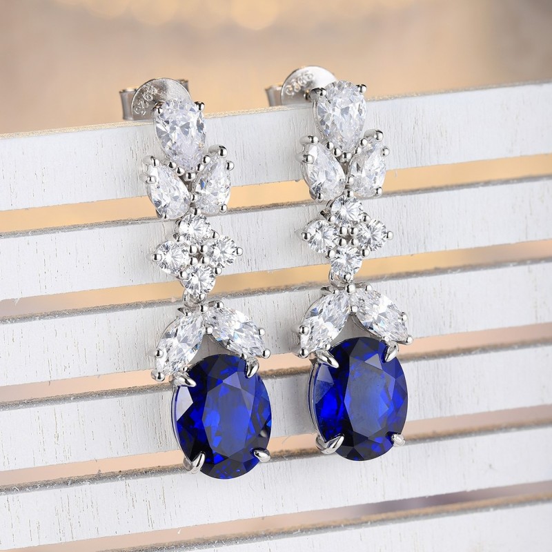 Ruif Jewelry Classic Design S925 Silver 4.76ct Lab Grown Emerald Earrings Red Ruby Royal Blue Sapphire Gemstone Jewelry Ruif Jewelry Classic Design S925 Silver 4.76ct Lab Grown Emerald Earrings Red Ruby Royal Blue Sapphire Gemstone Jewelry