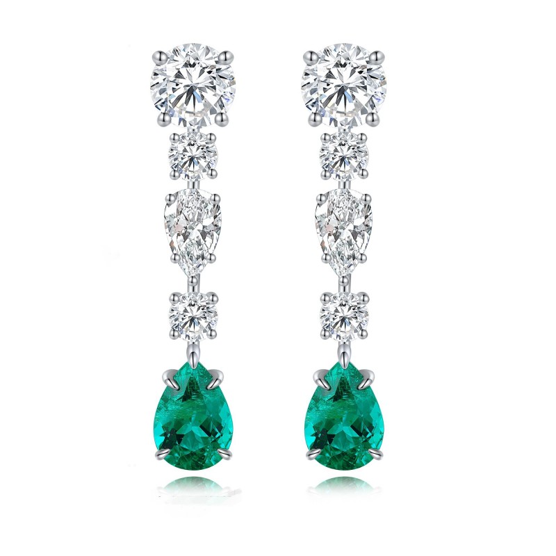 Ruif Jewelry Classic Design S925 Silver 3.63ct Lab Grown Emerald And Sapphire Earrings Gemstone Jewelry Ruif Jewelry Classic Design S925 Silver 3.63ct Lab Grown Emerald And Sapphire Earrings Gemstone Jewelry