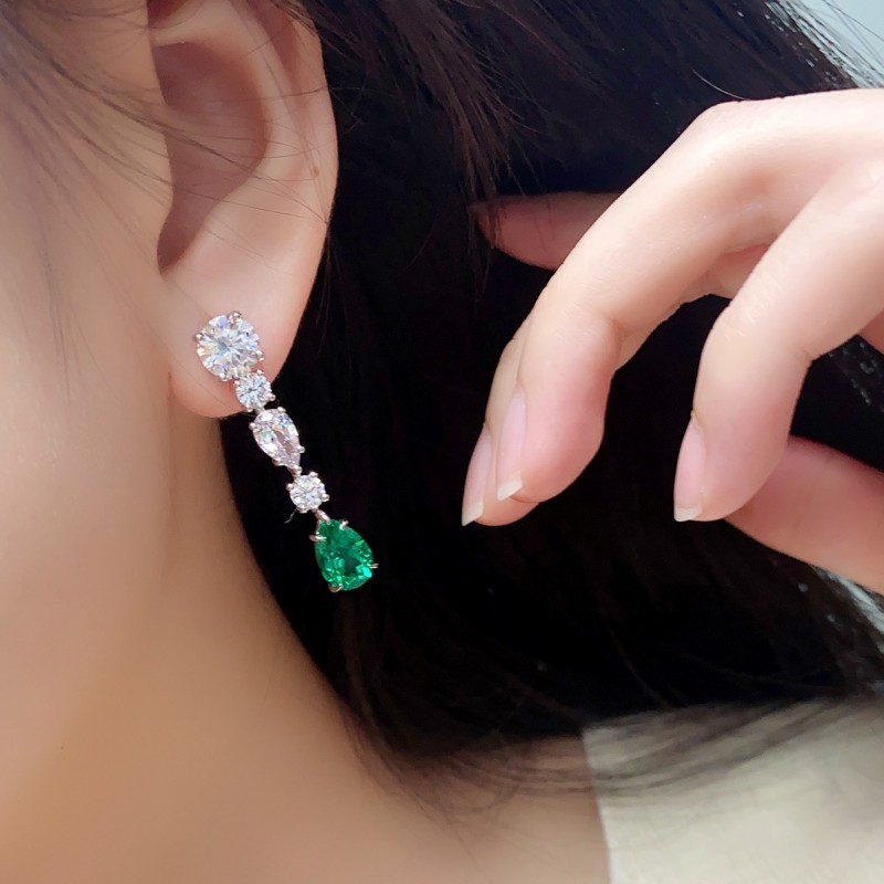 Ruif Jewelry Classic Design S925 Silver 3.63ct Lab Grown Emerald And Sapphire Earrings Gemstone Jewelry Ruif Jewelry Classic Design S925 Silver 3.63ct Lab Grown Emerald And Sapphire Earrings Gemstone Jewelry