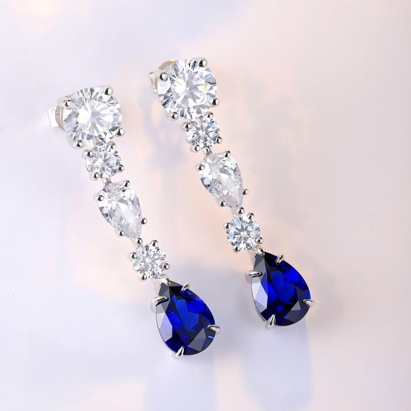 Ruif Jewelry Classic Design S925 Silver 3.63ct Lab Grown Emerald And Sapphire Earrings Gemstone Jewelry Ruif Jewelry Classic Design S925 Silver 3.63ct Lab Grown Emerald And Sapphire Earrings Gemstone Jewelry