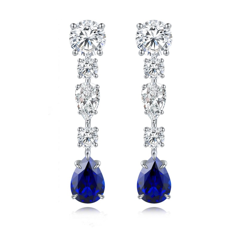 Ruif Jewelry Classic Design S925 Silver 3.63ct Lab Grown Emerald And Sapphire Earrings Gemstone Jewelry Ruif Jewelry Classic Design S925 Silver 3.63ct Lab Grown Emerald And Sapphire Earrings Gemstone Jewelry