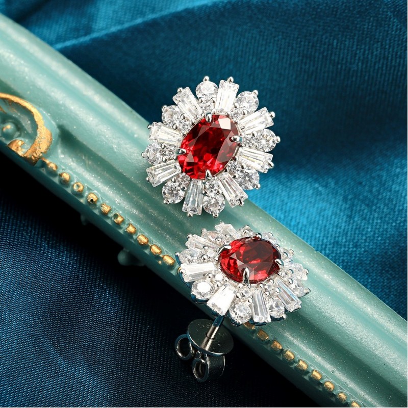 Ruif Jewelry Classic Design S925 Silver 1.45ct Lab Grown Emerald Earrings Gemstone Jewelry
