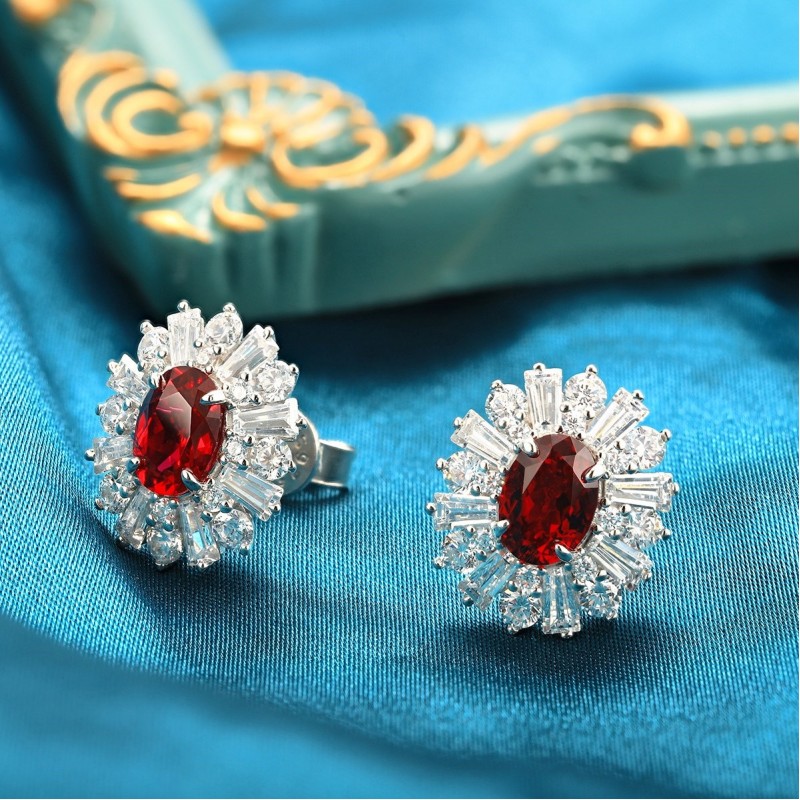 Ruif Jewelry Classic Design S925 Silver 1.45ct Lab Grown Emerald Earrings Gemstone Jewelry