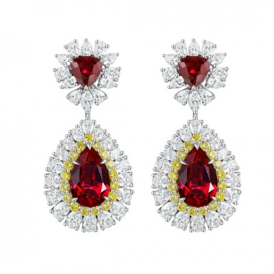 Ruif Jewelry Classic Design S925 Silver 11.73ct Lab Grown Ruby  Earrings Gemstone Jewelry