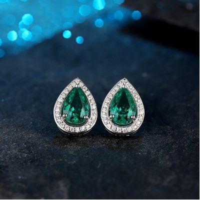 Ruif Jewelry Classic Design S925 Silver 1.95ct Lab Grown Emerald Earrings Gemstone Jewelry