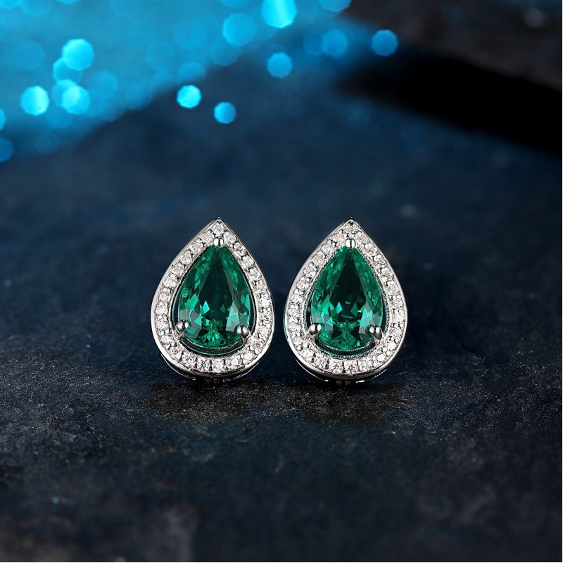 Ruif Jewelry Classic Design S925 Silver 1.95ct Lab Grown Emerald Earrings Gemstone Jewelry