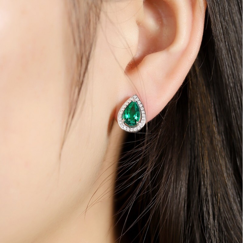 Ruif Jewelry Classic Design S925 Silver 1.95ct Lab Grown Emerald Earrings Gemstone Jewelry