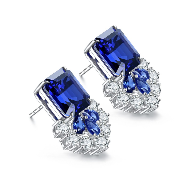 Ruif Jewelry Classic Design S925 Silver 12ct Lab Grown Sapphire  Earrings Royal Blue Gemstone Jewelry