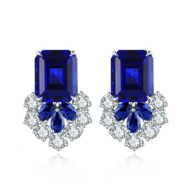 Ruif Jewelry Classic Design S925 Silver 12ct Lab Grown Sapphire  Earrings Royal Blue Gemstone Jewelry