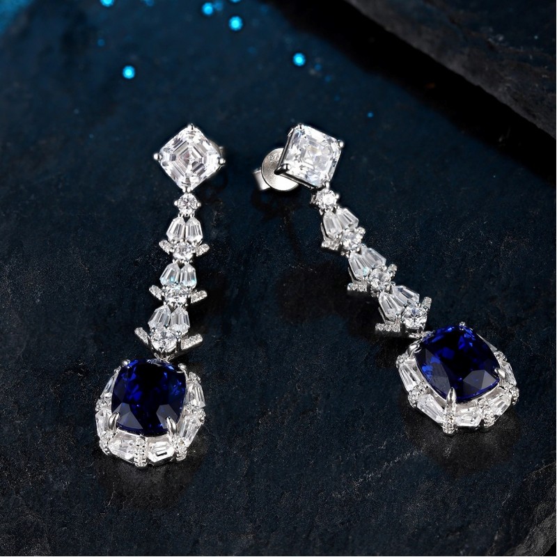 Ruif Jewelry Classic Design S925 Silver 8.96ct Lab Grown Sapphire Earrings Royal Blue Gemstone Jewelry Ruif Jewelry Classic Design S925 Silver 8.96ct Lab Grown Sapphire Earrings Royal Blue Gemstone Jewelry