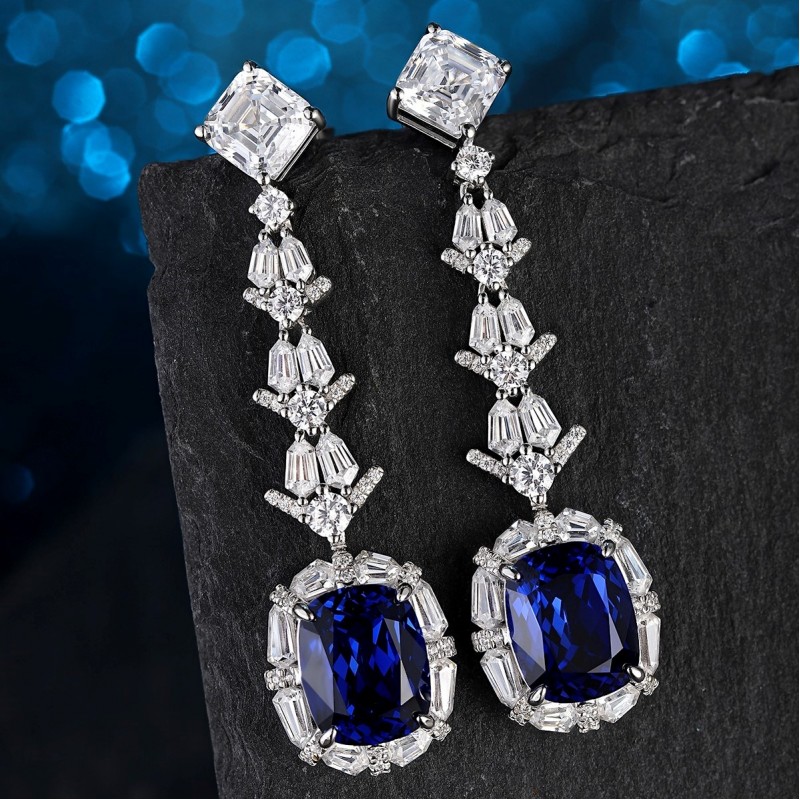 Ruif Jewelry Classic Design S925 Silver 8.96ct Lab Grown Sapphire Earrings Royal Blue Gemstone Jewelry Ruif Jewelry Classic Design S925 Silver 8.96ct Lab Grown Sapphire Earrings Royal Blue Gemstone Jewelry
