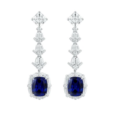 Ruif Jewelry Classic Design S925 Silver 8.96ct Lab Grown Sapphire  Earrings Royal Blue Gemstone Jewelry