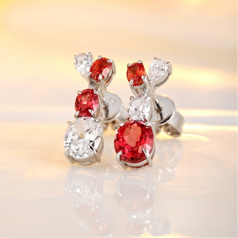 Ruif Jewelry Classic Design S925 Silver 1.916ct Lab Grown Emerald Earrings Red Ruby Royal Blue Sapphire Gemstone Jewelry Ruif Jewelry Classic Design S925 Silver 1.916ct Lab Grown Emerald Earrings Red Ruby Royal Blue Sapphire Gemstone Jewelry