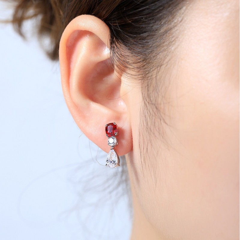 Ruif Jewelry Classic Design S925 Silver 1.19ct Lab Grown Emerald Earrings Red Ruby Royal Blue Sapphire Gemstone Jewelry Ruif Jewelry Classic Design S925 Silver 1.19ct Lab Grown Emerald Earrings Red Ruby Royal Blue Sapphire Gemstone Jewelry