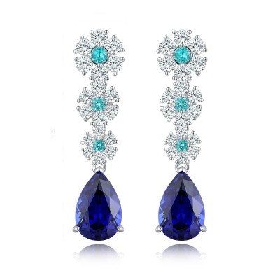 Ruif Jewelry Classic Design S925 Silver Lab Grown Sapphire Earrings Royal Blue Sapphire Gemstone Jewelry