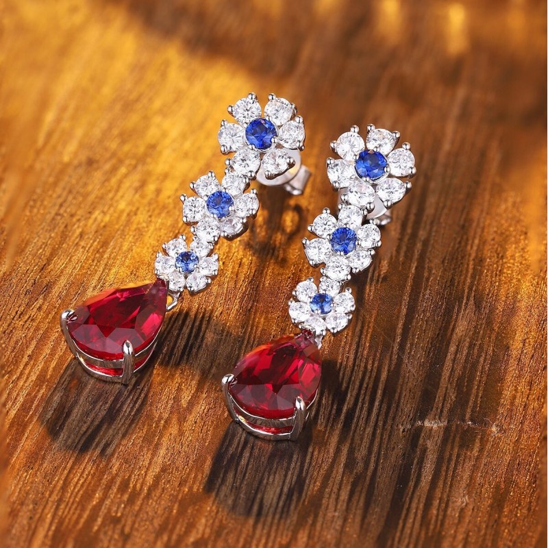 Ruif Jewelry Classic Design S925 Silver 5.37ct Lab Grown Emerald Earrings And Ruby Sapphire Earrings Gemstone Jewelry Ruif Jewelry Classic Design S925 Silver 5.37ct Lab Grown Emerald Earrings And Ruby Sapphire Earrings Gemstone Jewelry
