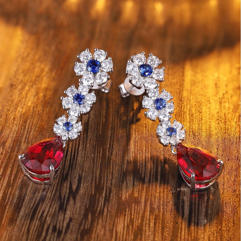 Ruif Jewelry Classic Design S925 Silver 5.37ct Lab Grown Emerald Earrings And Ruby Sapphire Earrings Gemstone Jewelry Ruif Jewelry Classic Design S925 Silver 5.37ct Lab Grown Emerald Earrings And Ruby Sapphire Earrings Gemstone Jewelry