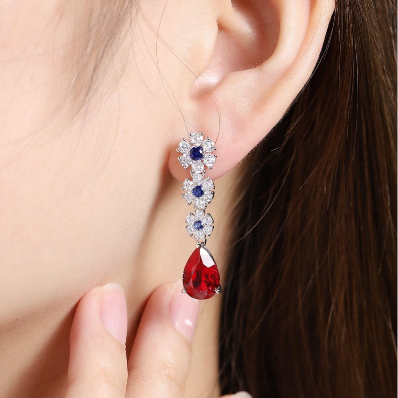 Ruif Jewelry Classic Design S925 Silver 5.37ct Lab Grown Emerald Earrings And Ruby Sapphire Earrings Gemstone Jewelry Ruif Jewelry Classic Design S925 Silver 5.37ct Lab Grown Emerald Earrings And Ruby Sapphire Earrings Gemstone Jewelry