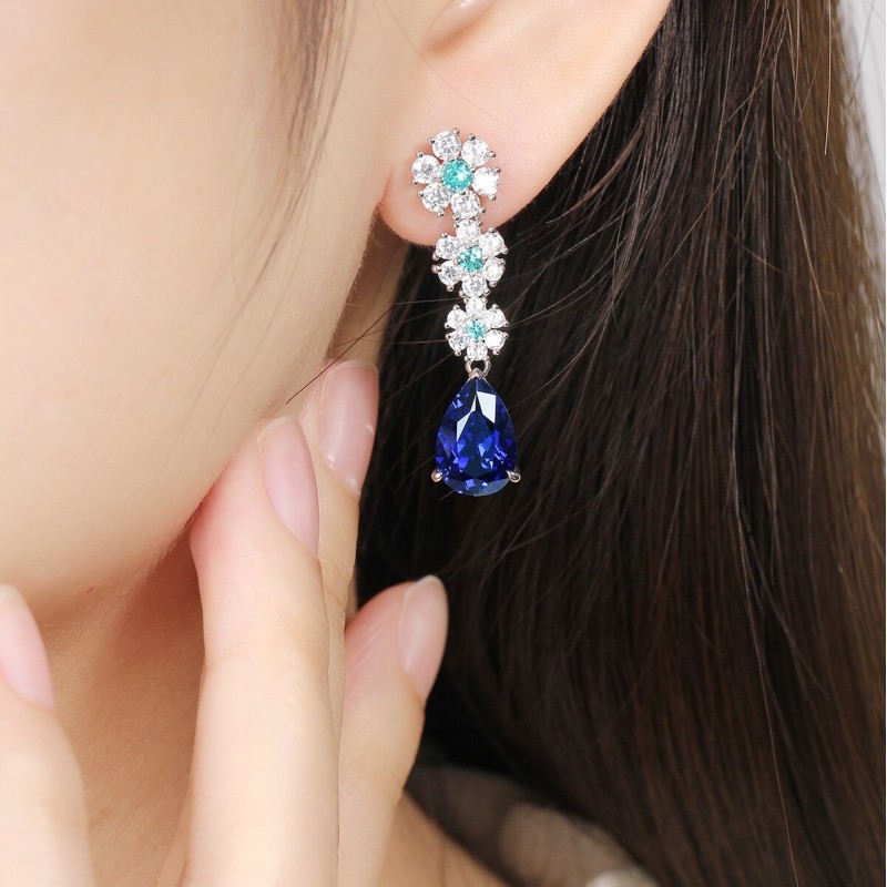 Ruif Jewelry Classic Design S925 Silver 5.37ct Lab Grown Emerald Earrings And Ruby Sapphire Earrings Gemstone Jewelry Ruif Jewelry Classic Design S925 Silver 5.37ct Lab Grown Emerald Earrings And Ruby Sapphire Earrings Gemstone Jewelry