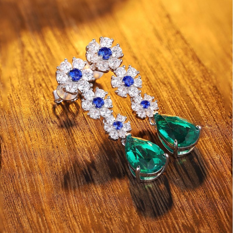 Ruif Jewelry Classic Design S925 Silver 5.37ct Lab Grown Emerald Earrings And Ruby Sapphire Earrings Gemstone Jewelry Ruif Jewelry Classic Design S925 Silver 5.37ct Lab Grown Emerald Earrings And Ruby Sapphire Earrings Gemstone Jewelry