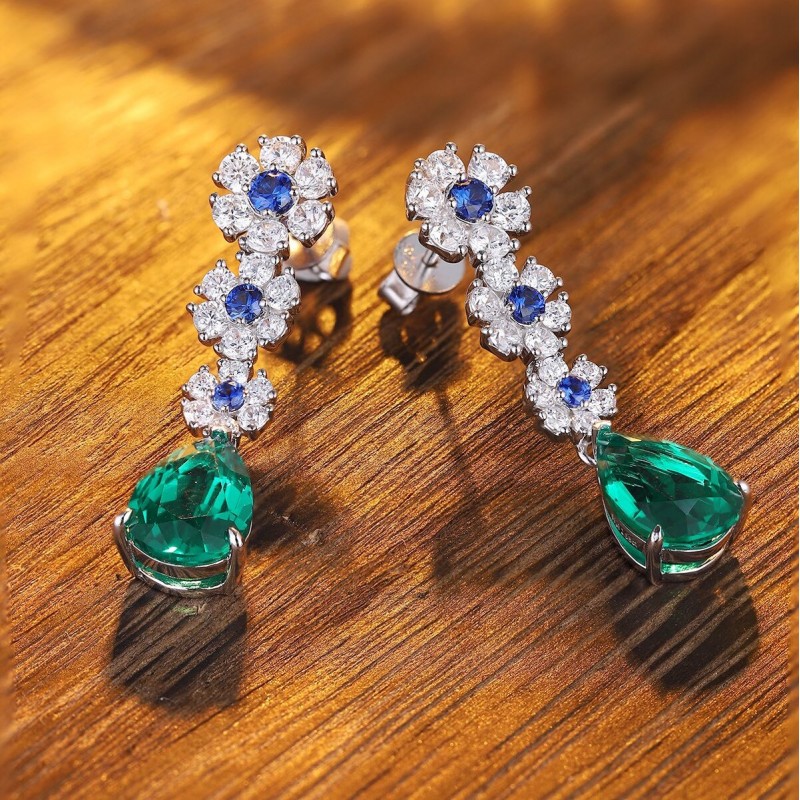 Ruif Jewelry Classic Design S925 Silver 5.37ct Lab Grown Emerald Earrings And Ruby Sapphire Earrings Gemstone Jewelry Ruif Jewelry Classic Design S925 Silver 5.37ct Lab Grown Emerald Earrings And Ruby Sapphire Earrings Gemstone Jewelry