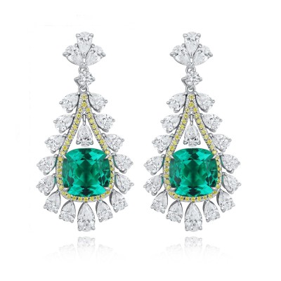Ruif Jewelry Classic Design S925 Silver 4.22ct Lab Grown Emaerald Earrings Gemstone Jewelry