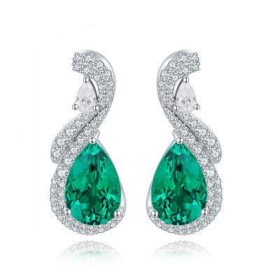 Ruif Jewelry Classic Design S925 Silver 5.94ct Lab Grown Emaerald Earrings Gemstone Jewelry