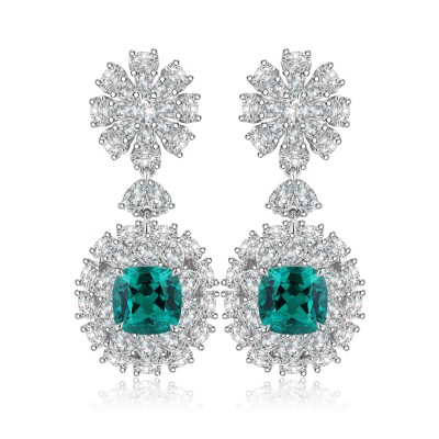 Ruif Jewelry Classic Design S925 Silver 2.94ct Lab Grown Emerald Earrings Gemstone Jewelry