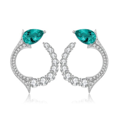 Ruif Jewelry Classic Design S925 Silver 3.32ct Lab Grown Emerald Earrings Gemstone Jewelry