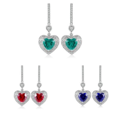 Ruif Jewelry Classic Design S925 Silver 4.9ct Lab Grown Emerald Earrings Red Ruby Royal Blue Sapphire Gemstone Jewelry