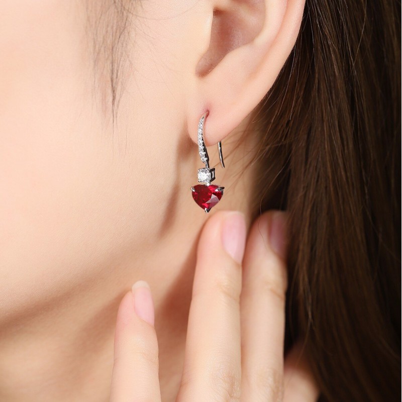 Ruif Jewelry Classic Design S925 Silver 2.37ct Lab Grown Emerald Earrings Red Ruby Royal Blue Sapphire Gemstone Jewelry