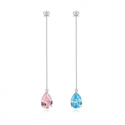 Ruif Jewelry Classic Design S925 Silver 13.72ct aquamarine and pink morgant Earrings Women Jewelry Ladies Party Gift