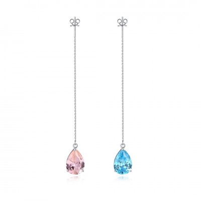 Ruif Jewelry Classic Design S925 Silver 13.72ct aquamarine and pink morgant Earrings Women Jewelry Ladies Party Gift
